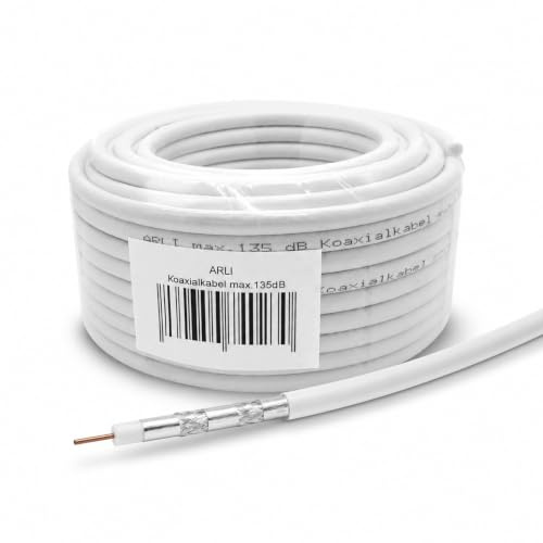 ARLI 10m Koaxialkabel max. 135 dB 5-fach geschirmt Sat Antennenkabel TV Kabel Koax Kabel 75 Ohm DVB-S2 DVB-T2 DVB-C2 BK-Anlagen Satkabel UHD Full HF 4K Weiß