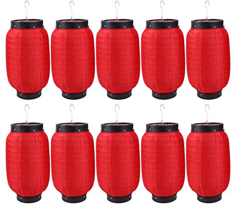 10 Piezas 6 Linterna De Año Chino Linternas Colgantes Plegables Farolillos De Papel Colgantes Farolillos Japoneses Rojo Linterna De Plástico Linterna Colgante Pliegue