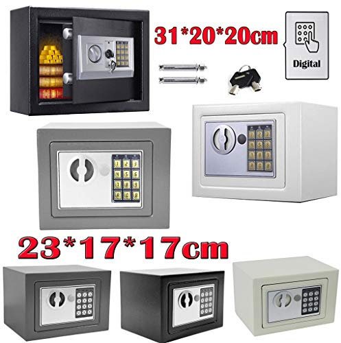 Elektronik Tresor mit zahlenschloss 31x20x20cm 8.5L Doppelstahlbolzen Montagematerial Safe Möbeltresor Wandtresore - Schwarz