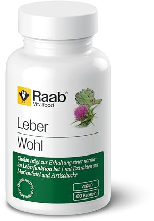Raab Vitalfood® Leberwohl Kapseln (60 Stück) - Komplex mit Mariendistel-Extrakt mit Silymarin, Artischocken-Extrakt mit Cynarin, Curcuma und Cholin, das zu einer normalen Leberfunktion beiträgt, Vegan