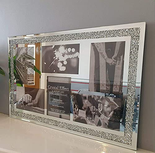 Silver Sparkle Photo Frame Multi Aperture Picture Photo Frame For 6 Photos (50cmx34cm)