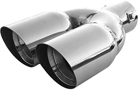 Doppel Auspuffblende Endrohr Endstuck Auspuff Blende Schalldampf Sportauspuff Universell Schalldampf Sport Tuning Optik Edelstahl Rund von 40mm bis 50mm