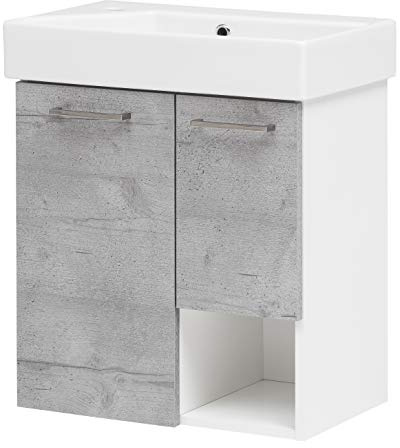 Schildmeyer Samu Gäste Waschtisch 147755, weiß Glanz/steingrau, 55 x 64,5 x 33 cm