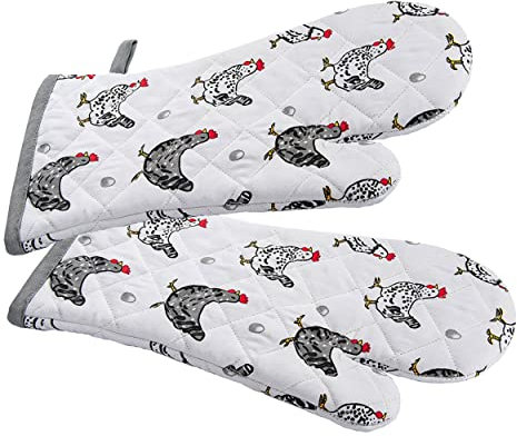 SPOTTED DOG GIFT COMPANY - Hitzebeständige Ofenhandschuhe mit Hühner-Motiven - lang - Geschenk für Tierliebhaber