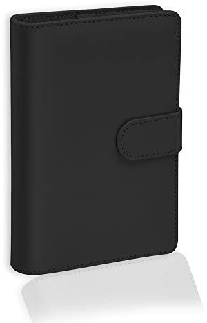 A5 PU-läder anteckningsblock pärm, påfyllningsbar papperspärm med lösa blad personlig planerare pärm skydd med magnetiskt spänne (svart)