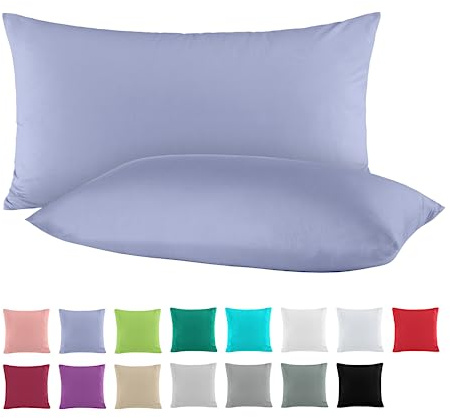 BaSaTex Baumwolle Renforcé Kissenbezug, 2er Pack, 40x60 cm, Jeans | 100% Baumwolle, Öko_Tex Zertifiziert, Reißverschluss