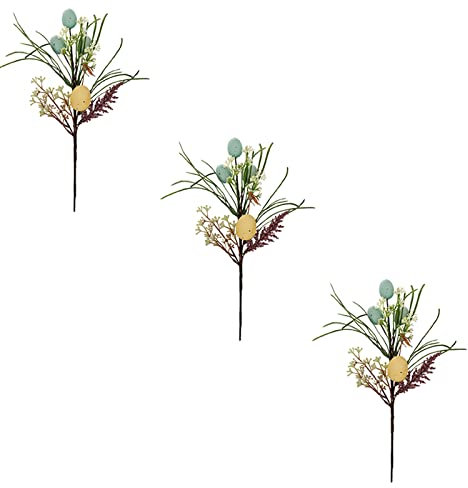 JYCAR 3 st påskägg trädgrenar blomplektrum, 34,8 cm konstgjord påskgren med färgglada ägg blomsterarrangemang prydnad skum målning ägg för hem vas dekor