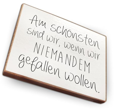 Kühlschrankmagnet mit Spruch - Handmade aus Buchenholz - Magnet für Kühlschrank Süß Witzig Lustig - Küchen Kühlschrank Deko 6.5cm x 5cm - Geschenk-Idee (Am schönsten sind wir wenn wir)
