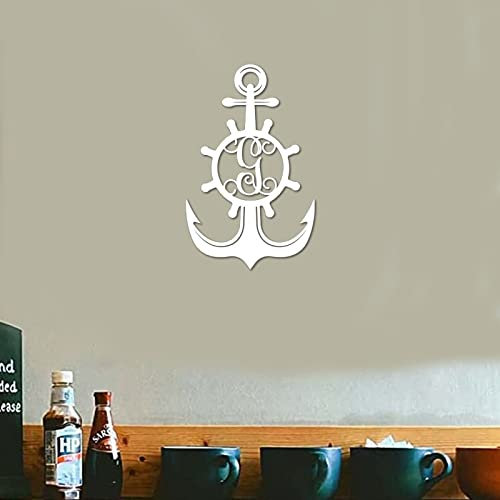 Nautisches Anker-Dekor, Buchstabenschild G Lake House Schild, Metall-Wandkunst, personalisierte Wandkunst, Outdoor-Namensschild, Hochzeitsgeschenk, Türaufhänger, 61 cm