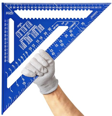 Senbaler 12 Zoll Zimmermannswinkel Metrisch Groß, Speed Square 300mm, 45 90 Grad Dreieck Lineal Metall, Schreinerwinkel, Zimmermann Winkel für Dachdecker Carpenter Ingenieur