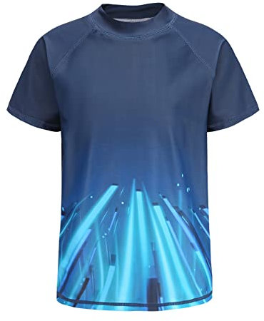 Schwimmshirt Jungen Kurzarm Rashguard Kinder Schnelltrocknendes Badeshirt UV-Schutz-Shirt Badeanzug 158-164/13-14 Jahre