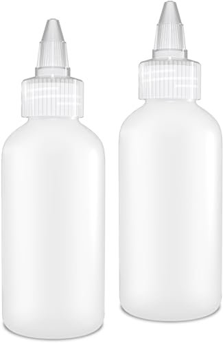 BRIGHTFROM Twist Top Applicator Bottles, Squeeze 4 OZ Empty Plastic Bottles, Refillable, Clear Open/Close Nozzle - Multi Purpose (Pack of 2)