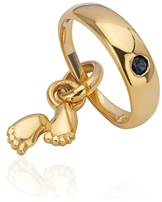 NKlaus Kettenanhänger klein Taufring Blau Saphir baby Füßchen 333 Gelb Gold 11,7mm für Jungs 9567