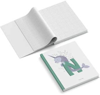 easyprint Notizbuch personalisiert mit Name | Buchstabe Monogramm Initiale N | 201 x 297 mm | DIN A4 | Hardcover | 128-seitig | Papier 100 g/m² | kariert | Tagebuch | Notizblock | Reisetagebuch