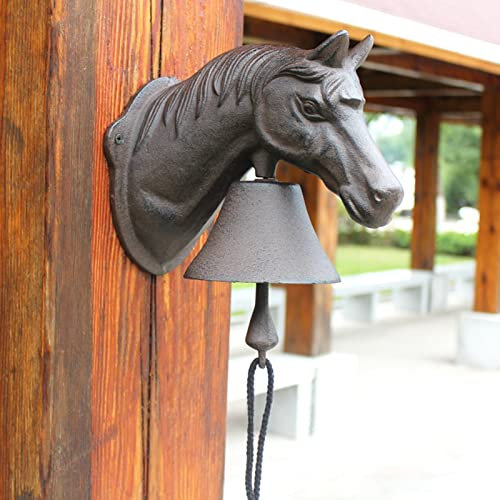 Türglocke Gusseisen Glocke Große Türklingel für Aufhängen An Der Wand – Shaking Dinner Bell, Schild mit Großem Pferdekopf, Antikes Windspiel für Vorgarten/Restaurant
