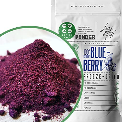 Arandanos Deshidratados Sin Azucar | XL 500g Nature Wild Berry | Arandano En Polvo Wild Blueberry Powder | Arándano Negro | Freeze Dried Fruit 100% Fruta en Polvo Comida Liofilizada | ZingyZoo
