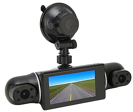 Enregistreur de Conduite de Voiture à 4 Canaux, écran 3 Pouces HD 1080P Caméra de Tableau de Bord de Voiture 360 ​​degrés Panoramique IR Vision Nocturne Fonction de Sauvegarde