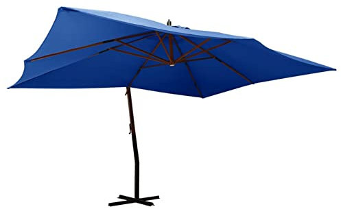 CIADAZ Ampelschirm mit Holzmast, Sonnenschirm, Balkon Schirm, Balkonschirm, Gartensonnenschirm, Garten Schirm, 400x300 cm Azurblau
