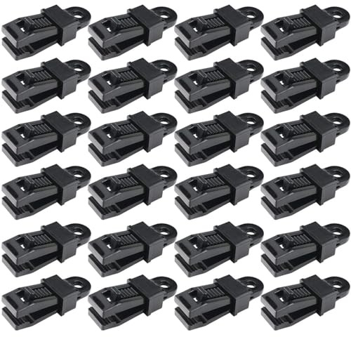 CLKE 24 Stück Planenclips, Zeltclip, Planenclips Schwerlast, Verriegelungsgriff Clip, Planenhalter Clip, mit Starkem Verriegelungsgriff und Ösen, für Befestigung von Zelten und Markisen