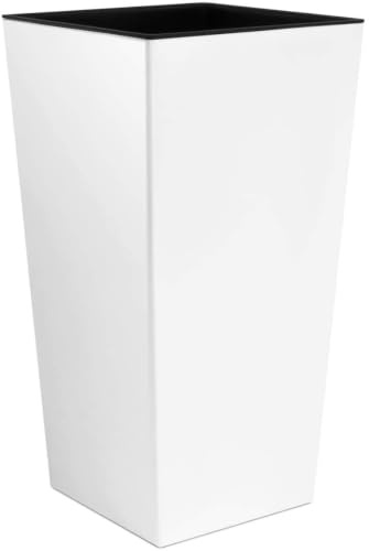 rg-vertrieb Pflanztopf Blumentopf Pflanzkübel Blumenkübel Matt Eckig mit Einsatz NEU Übertopf Wetterfest & Frostsicher für Innen & Außen (55cm Weiß)