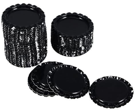 EXCEART Lot De 100 Capsules De Bouteilles De Bière Noires, Taille Intermédiaire En Fer, Décoratives Pour Bouteilles En Verre, Adaptées Aux Fêtes à La Maison Et Usages Domestiques