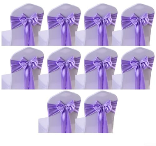 10 x Satin-Stuhl-Schärpen, Schleifen, für Veranstaltungen, Partys, Hochzeiten, Empfang, Bankett, Dekoration (lila)