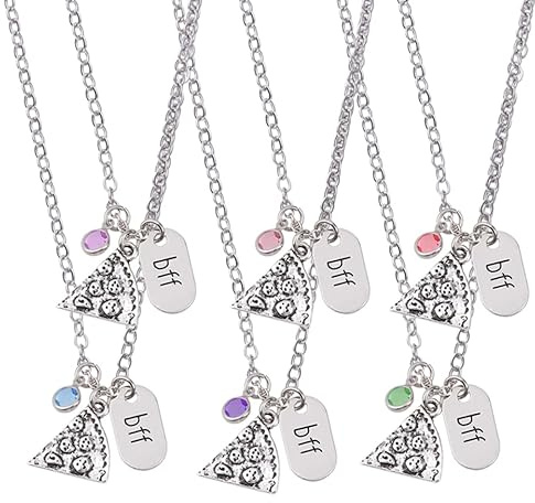 GALPADA Collier Couple Pendentif Pizza Avec 6 Pièces Design Unique En Alliage Pour Cadeaux Anniversaires Saint-Valentin Et Fêtes