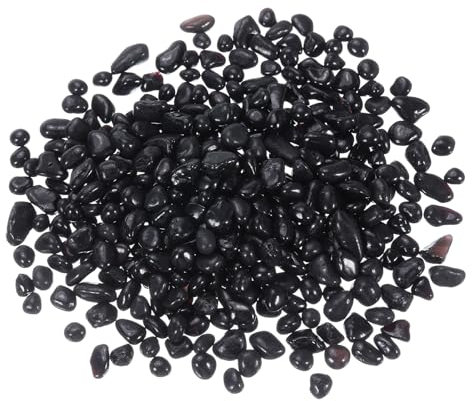 QUARKZMAN Bolas de Vidrio Redondas para Fuego Canicas de Vidrio guijarros de Vidrio Rellenos de Jarrones Gemas para Acuario de Peces 6-9mm 500g/1.1 Lbs Negro