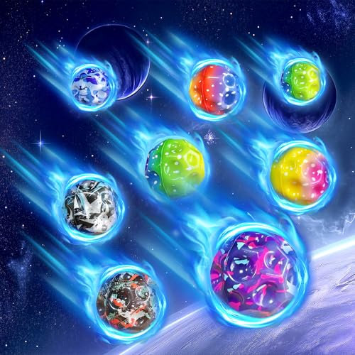 RoserRose 8 Stück Jumper Ball mit Bandagierung, Moonball, Hohe Space Super High Bouncing Springen Spielzeug für Kinder Geeignet für Innen und Außen (Zufällige Farben,Camouflage & Bunt)