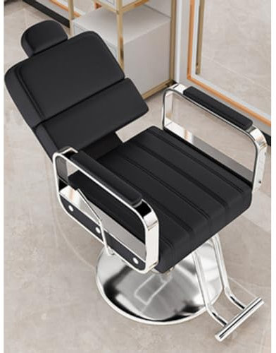 Llchaensc Friseurstuhl Mit Kopfstütze, Friseursessel Höhenverstellbar Kippbar Für Herren Damen, Friseureinrichtung Bedienungsstuhl Vintage Retro, Kunstleder,B