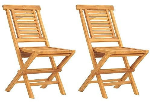 HETFTJN Loungesessel Einfacher Strandstuhl Esszimmerstühle Modern Balkonstuhl - Gartenstühle 2 STK. Klappbar 47x63x90 cm Massivholz Teak für Balcony Garden Outdoor Terrassen