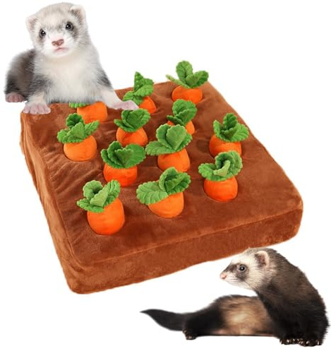 PUMEXFE Frettchen-Spielzeug für Futtersuche, Karotte, Schnüffelmatte, interaktives Haustier-Leckerli-Anreicherungsspielzeug für kleine Tiere, Kaninchen, Kaninchen, Chinchilla, Meerschweinchen, Hamster