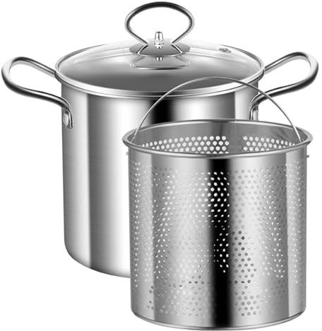 HoveeLuty Deep Fryer Pot with Basket 3.5L Stainless Steel Small Deep Fryer with Anti-scalding Handle, Fish Fryer Pot and Basket, Oil Fryer for Chips Fries Chicken Fish, AC Adapter, 1.75L Oil Capacity
