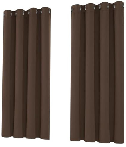 LIJIAO Tende con Anelli 140 x 190 cm Opaca Termica Isolante Tende Fonoassorbenti per Soggiorno con Occhielli per Camera da Letto e Soggiorno, Marrone