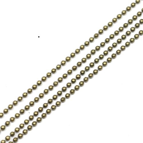 NihaoWXM 5 mt/los 1,2/1,5/2,0/2,4mm Metall Kugel Perlen Ketten Erkenntnisse Halskette Kette for Schmuck Machen liefert DIY Zubehör Kugelkette(Antique Bronze,2.0mm)