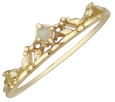 Tolldek 750 Gold Echtes Ring, Krone Verlobungsring mit Opal Bunt, 18K Gold Hochzeitsring Pärchen Ringe für Damen, Gold, Gr.51