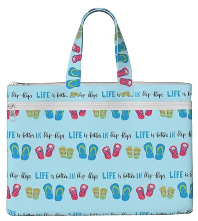 HGFVY Flip Flops Strandschuhe, große Kapazität, faltbare Tragetasche mit Reißverschluss, Handtasche für Einkaufen und Fitnessstudio, Schwarz, Einheitsgröße