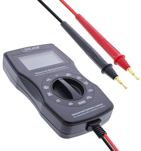 InLine Multifunktions-Batterietester, Messgerät mit LCD-Anzeige, 01285T
