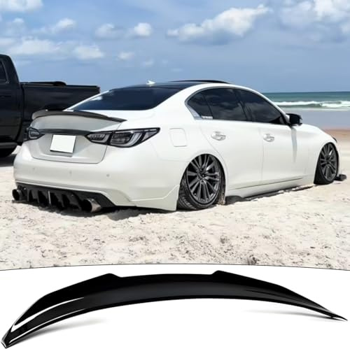 NEESPOC Rear Trunk Spoiler Wing Fit for Infiniti Q50/ Q50S/ 2.0t/ 3.0t/ Luxe/Premium 2014-2024 4-Door Sedan, Gloss Black PSM Style Duckbill Decklid Lip Exterior Accessories