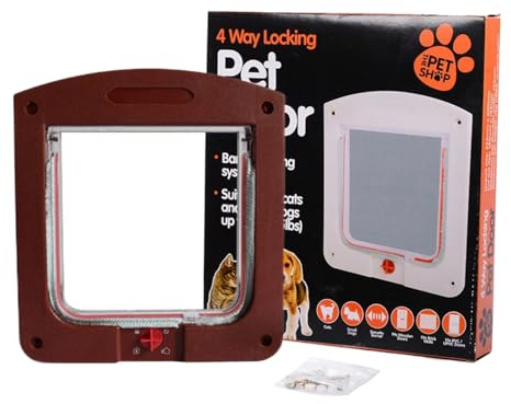 Chatiere pour Chat, Chatières pour Chien Intérieure, À 4 Voies Chatière, Chatière Résistante Aux Intempéries pour Porte Intérieure Et Extérieure, Fenêtre, Mur