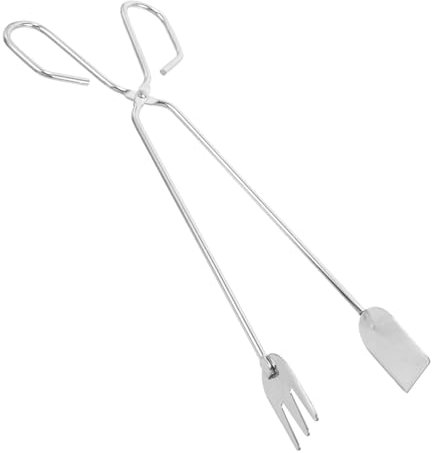 GLEAVI Pince à Charbon Pour Barbecue Et Cheminée 31 Cm Fer Robuste Poignée Épaisse Protection La Chaleur Utilisation Extérieure Camping Feu De Camp