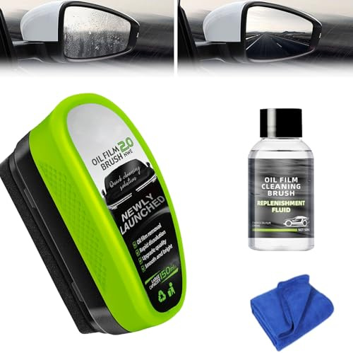 Yee hfafa Oil-Free Car Glass Brushes, Upgrade 2.0 Clear Vision Glass Cleaner, Oil Film Cleaning Brush for Automotive Windows, Clearvision Cars Windshield Cleaner Tool (1set) (1, Green)