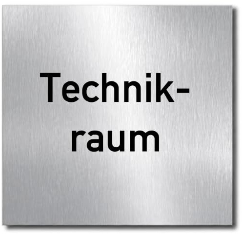 Türschilder24 • Schild Technikraum Technik • Aluminium Verbund | Türschild 120 x 120 x 3 mm, selbstklebend, kratzfester Druck, minimalistisch, elegant, 100% Made in Germany