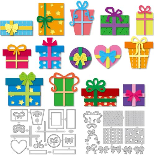 DELORIGIN Overlay Geschenkbox Stanzformen Schleifenbox Kartenherstellung Stanzschablone Karte Scrapbooking Prägevorlage Stanzformen Für Grußkarten Einladungsdekor