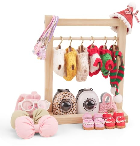 Puppenschrank für Kleidung, 17 cm, kompatibel mit Labubu-Puppenschrank, (Montagewerkzeuge im Lieferumfang enthalten), Kleiderständer für Puppenschlafzimmermöbel