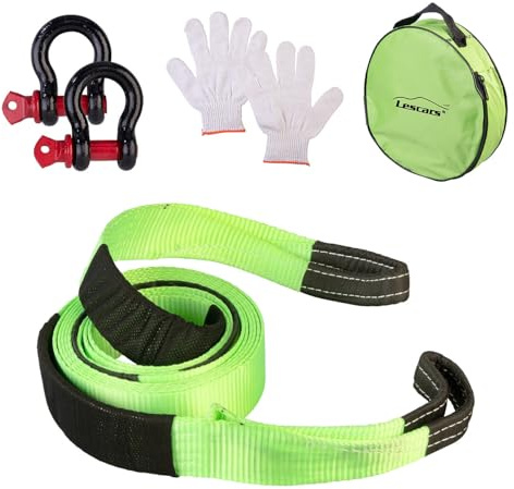 Lescars Kfz-Abschleppseil: Abschleppseil mit 5 m Länge und Haken, 10 Tonnen Zugkraft, Handschuhe (Auto, Abschlepp-Seil, Zubehör)