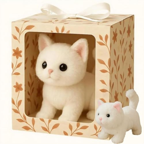 Nouveau Chaton Robot 2025 Nouveaux Chats Robots IA Jouet en Peluche Réaliste Et Réaliste avec des Sons de Miaulement pour Les Amoureux des Chats Apportez White
