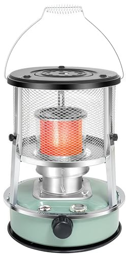 SAYEYBU Tragbarer Petroleumofen, Petroleumheizungen für Innenbereich, Nicht Elektrischer 2 in 1 Ofen und HeizgeräT für Camping, Drinnen und DraußEn, Terrasse, Deck, Zuhause,Grün,Glass Chimney