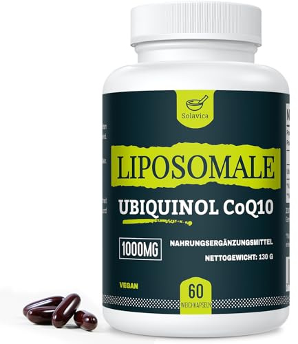 Ubiquinol CoQ10 Liposomal – Coenzima Q10 con Fosfatidilcolina, 1000 mg por dosis diaria, Suplemento Alimenticio Vegano, 60 Cápsulas Blandas (60 unidad (Paquete de 1))