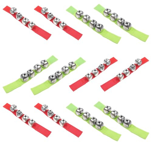 HOOTNEE Weihnachts Handgelenkglocken 24 Stück Bunte Jingle Bells Armbänder aus Robustem Material Musikinstrument für Schule Party und Fest